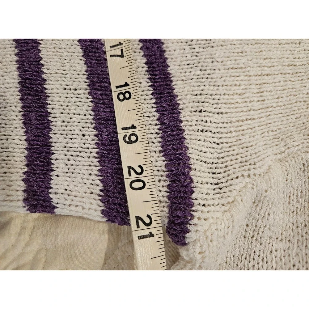 BiBi Womens Mardi Gras Striped Knit Sweater Purple Gold Green Lightweight Size L
